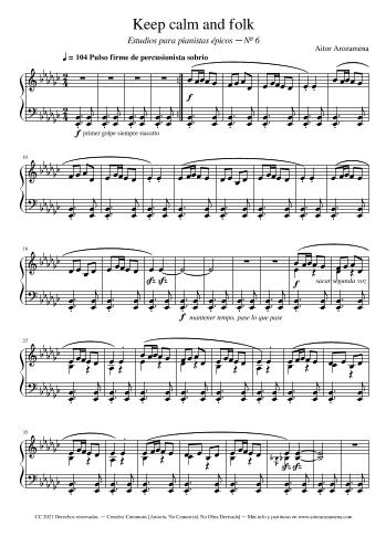 Keep calm and folk - Estudios para pianistas &eacute;picos N&ordm; 6 - Aitor Arozamena (piano) | Aitor Arozamena | Classical / Orchestral | Safe Creative