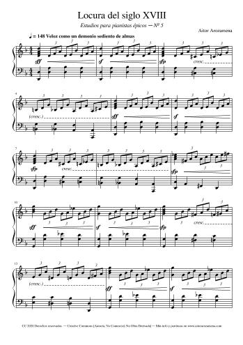 Locura del siglo XVIII - Estudios para pianistas &eacute;picos N&ordm; 5 - Aitor Arozamena (piano) | Aitor Arozamena | Classical / Orchestral | Safe Creative