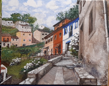 Paseando por Cudillero (Asturias) | Mar&iacute;a Rosario Meg&iacute;as Ballesteros | Pintura | Safe Creative