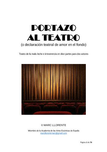Portazo al teatro (o declaraci&oacute;n teatral de amor en el fondo) | Marc  Llorente | Script and dramaturgy | Safe Creative