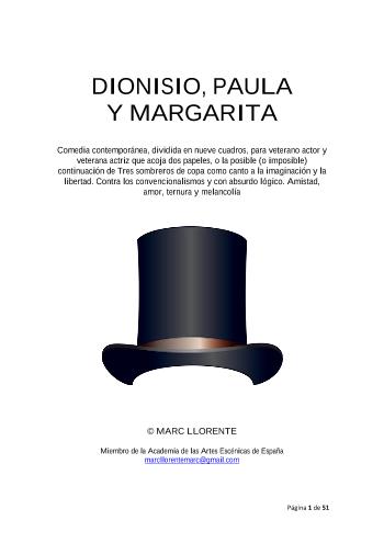 Dionisio, Paula y Margarita | Marc  Llorente | Script and dramaturgy | Safe Creative