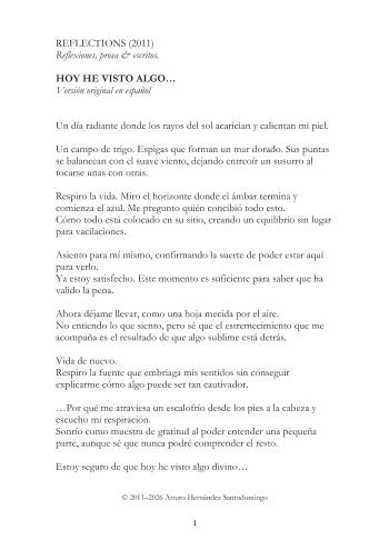 REFLECTIONS (2011) - Hoy he visto algo... / Today I have seen something | Arturo Hern&aacute;ndez Santodomingo | Poetry | Safe Creative