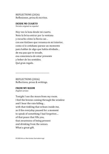 REFLECTIONS (2026) - DESDE MI CUARTO / FROM MY ROOM | Arturo Hern&aacute;ndez Santodomingo | Poetry | Safe Creative