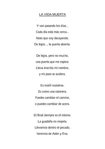 LA VIDA MUERTA | Jos&eacute; Ram&oacute;n F&eacute;lix de la Rosa | Poetry | Safe Creative