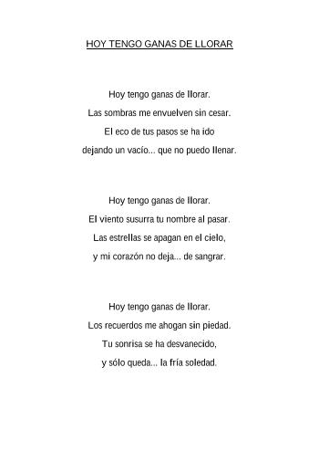 HOY TENGO GANAS DE LLORAR | Jos&eacute; Ram&oacute;n F&eacute;lix de la Rosa | Poetry | Safe Creative
