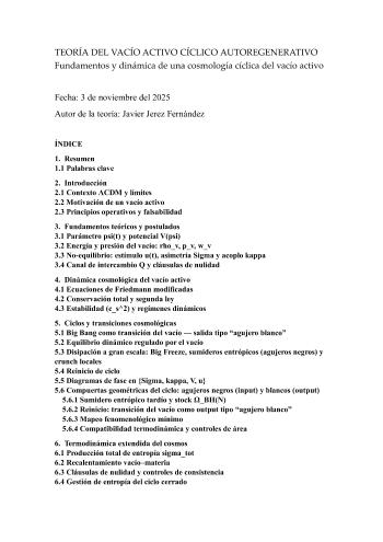 TEOR&Iacute;A DEL VAC&Iacute;O ACTIVO C&Iacute;CLICO AUTOREGENERATIVO | javier jerez fern&aacute;ndez | Academic and scientific | Safe Creative