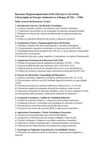 Rectenna Magnetoespintr&oacute;nica FePt₃/ZnO para Conversi&oacute;n Ultrar&aacute;pida de Energ&iacute;a Ambiental en el Rango 10 THz &ndash; 1 PHz | javier jerez fern&aacute;ndez | Academic and scientific | Safe Creative