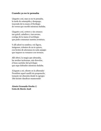 Cuando ya no te pensaba | Aim&eacute;e Granado Ore&ntilde;a | Poetry | Safe Creative