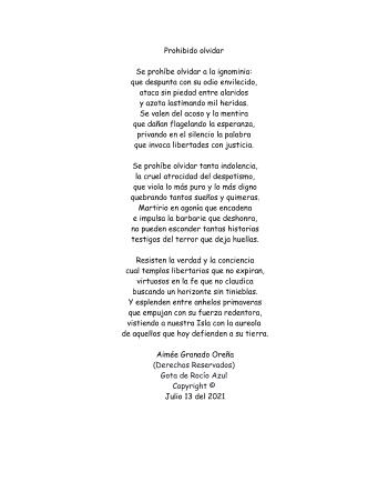 Prohibido olvidar | Aim&eacute;e Granado Ore&ntilde;a | category.null | Safe Creative
