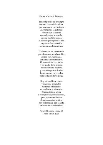 Frente a la cruel dictadura | Aim&eacute;e Granado Ore&ntilde;a | category.null | Safe Creative