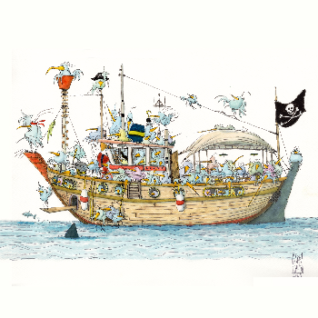 On the boat_ Birdies Life | Mark Thedi | Drawing | Safe Creative