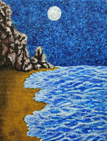 Playa a la luz de la luna | Carol Sousa Cuello | Painting | Safe Creative