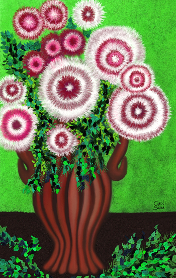 JARR&Oacute;N MARR&Oacute;N CON FLORES SILVESTRES DE FANTAS&Iacute;A | Carol Sousa Cuello | Digital art | Safe Creative